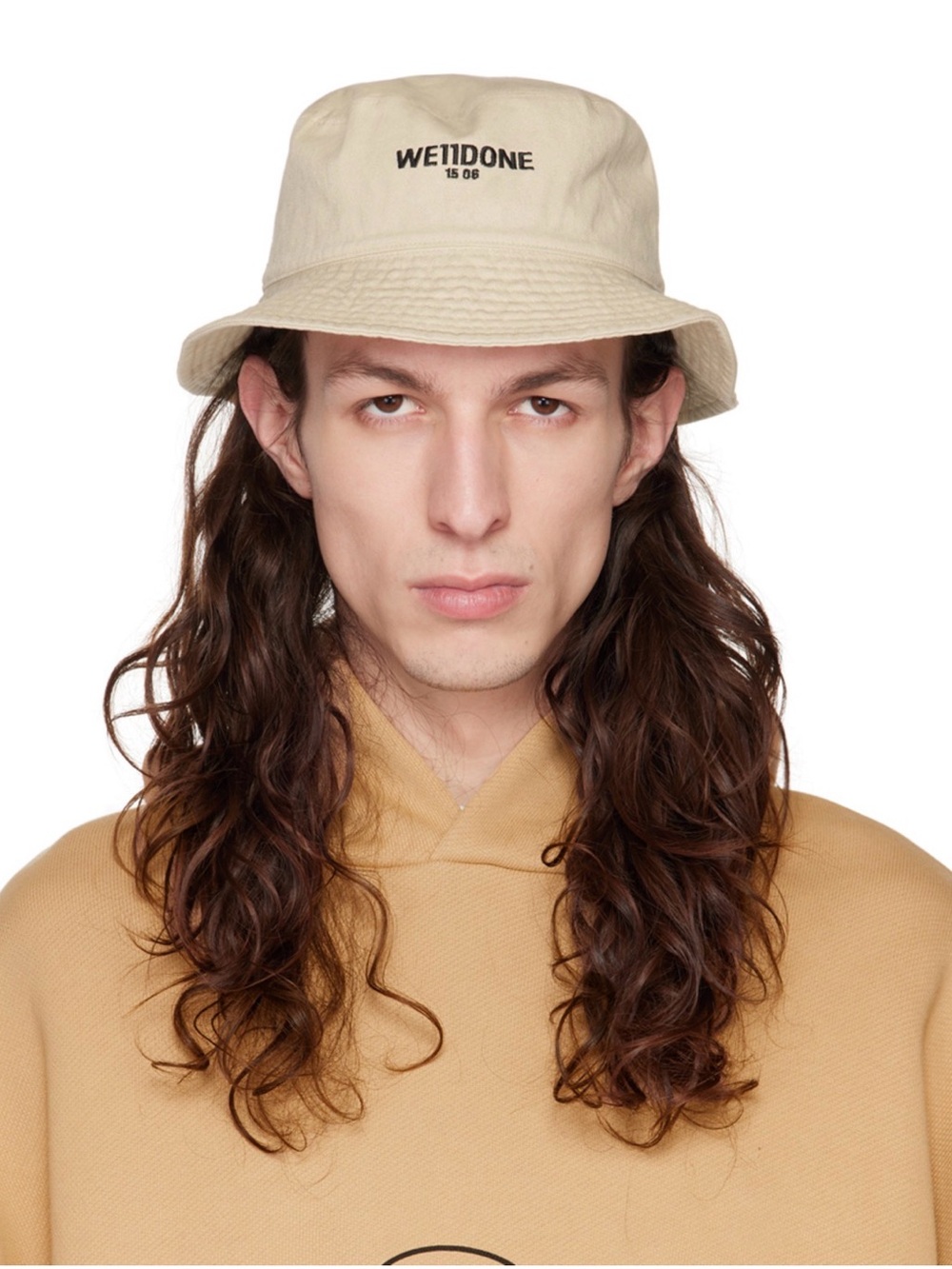 WE11DONE Beige Embroidered Bucket Hat